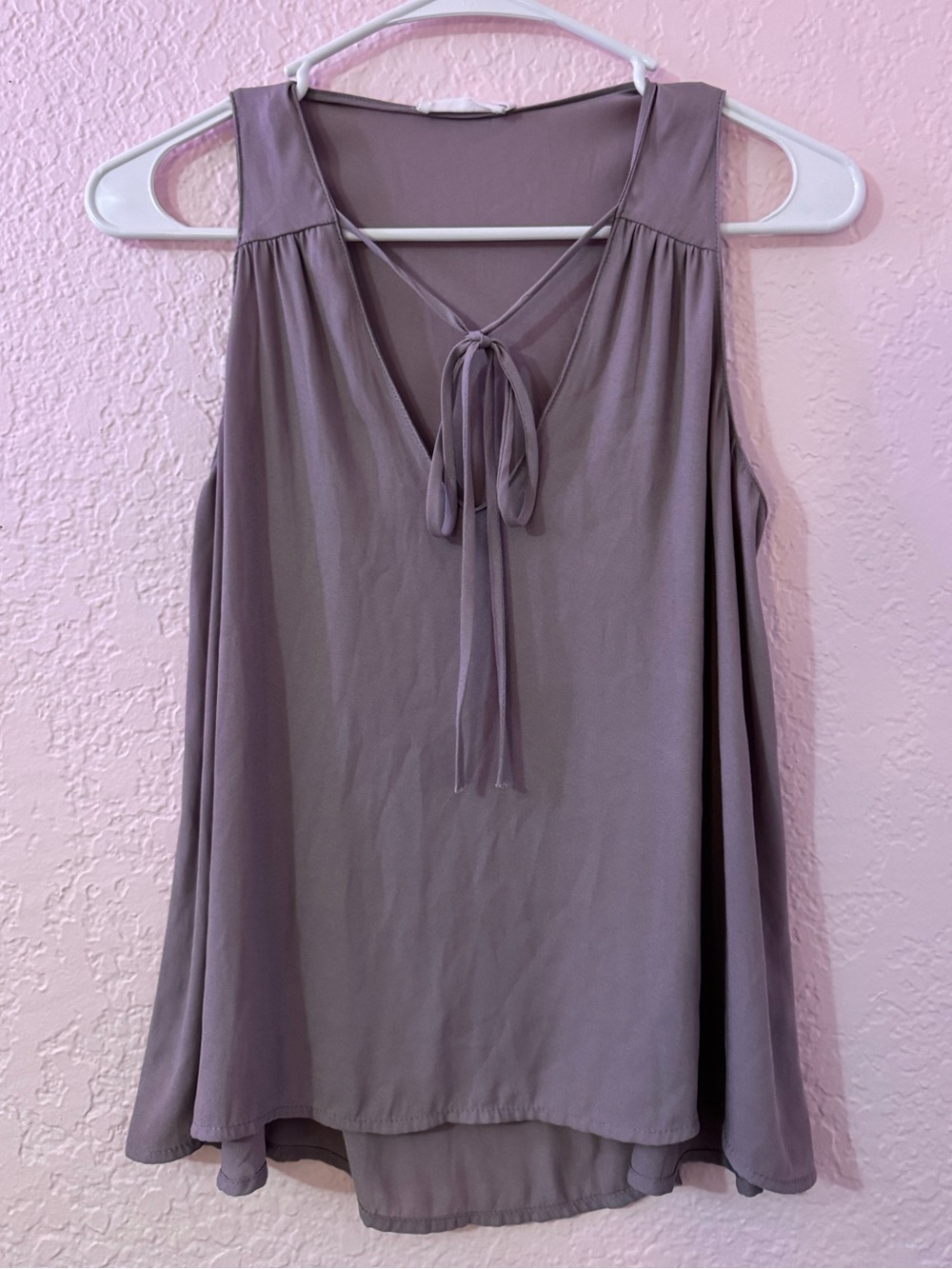 Lush Purplish-grey Tie-Front Sleeveless Camisole